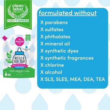 Dapple Baby Fragrance Free Bottle & Dish Soap Refill, 34 oz
