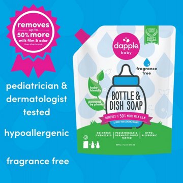 Dapple Baby Fragrance Free Bottle & Dish Soap Refill, 34 oz
