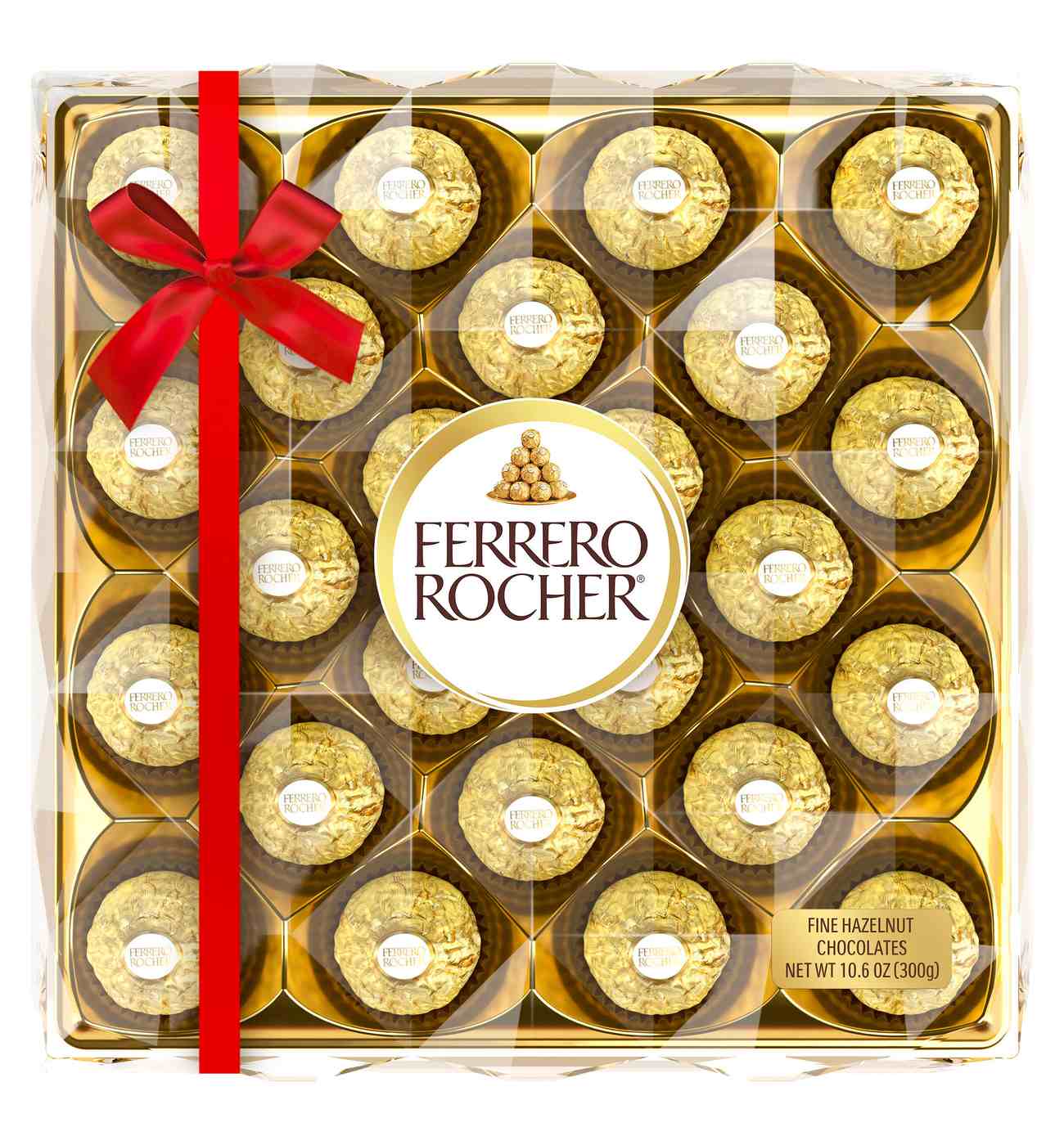 Ferrero Rocher Fine Hazelnut Chocolates Red Bow Diamond Gift Box, 24 Pc; image 1 of 2