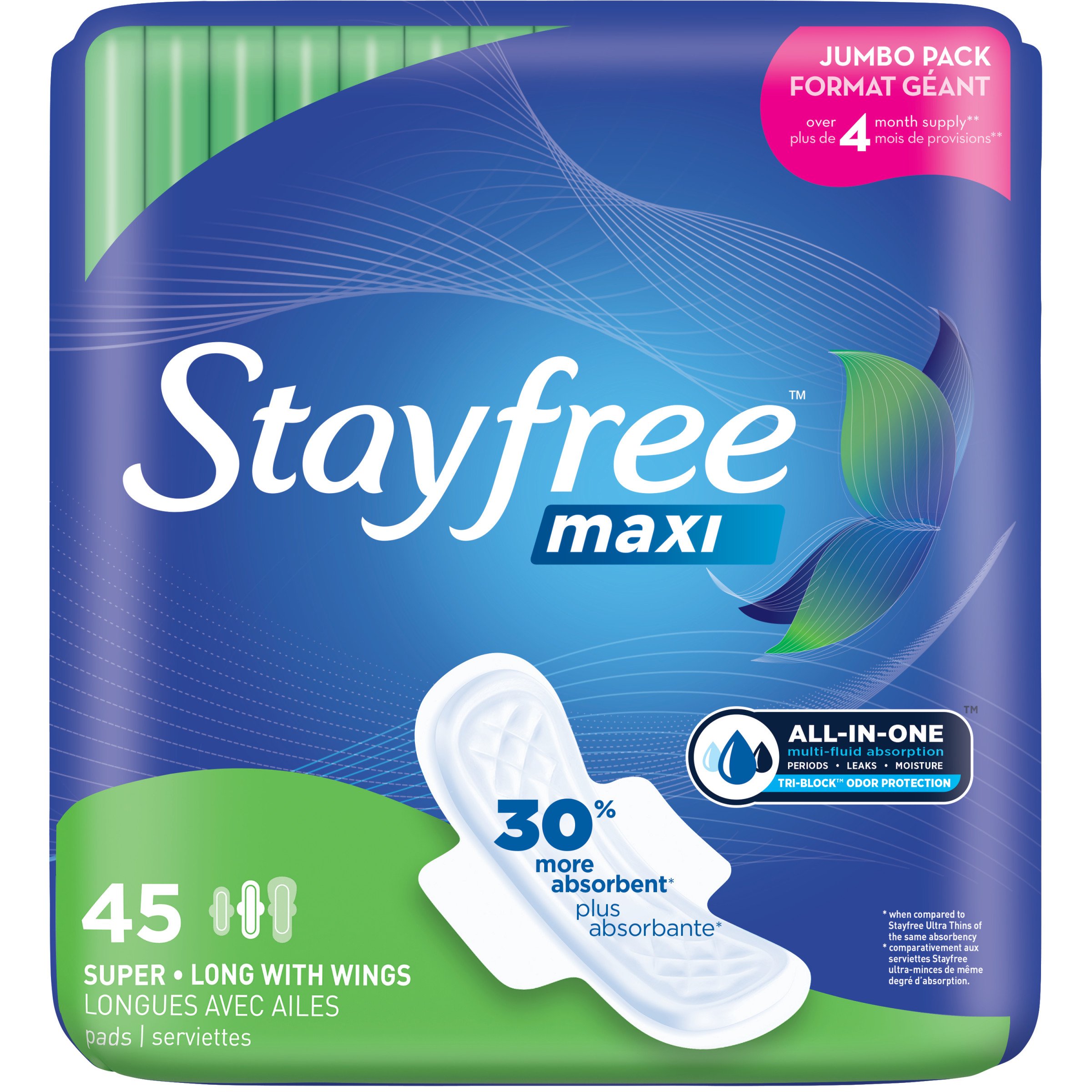 Stayfree Maxi Super Long Pads with Wings - Shop Pads & Liners at H-E-B