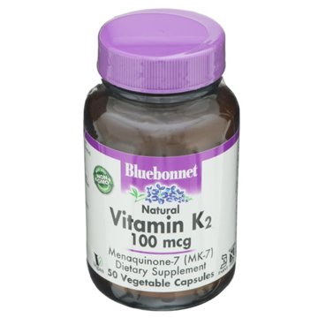 Bluebonnet Natural Vitamin K2 100 mcg Veg Capsules, 50 ct