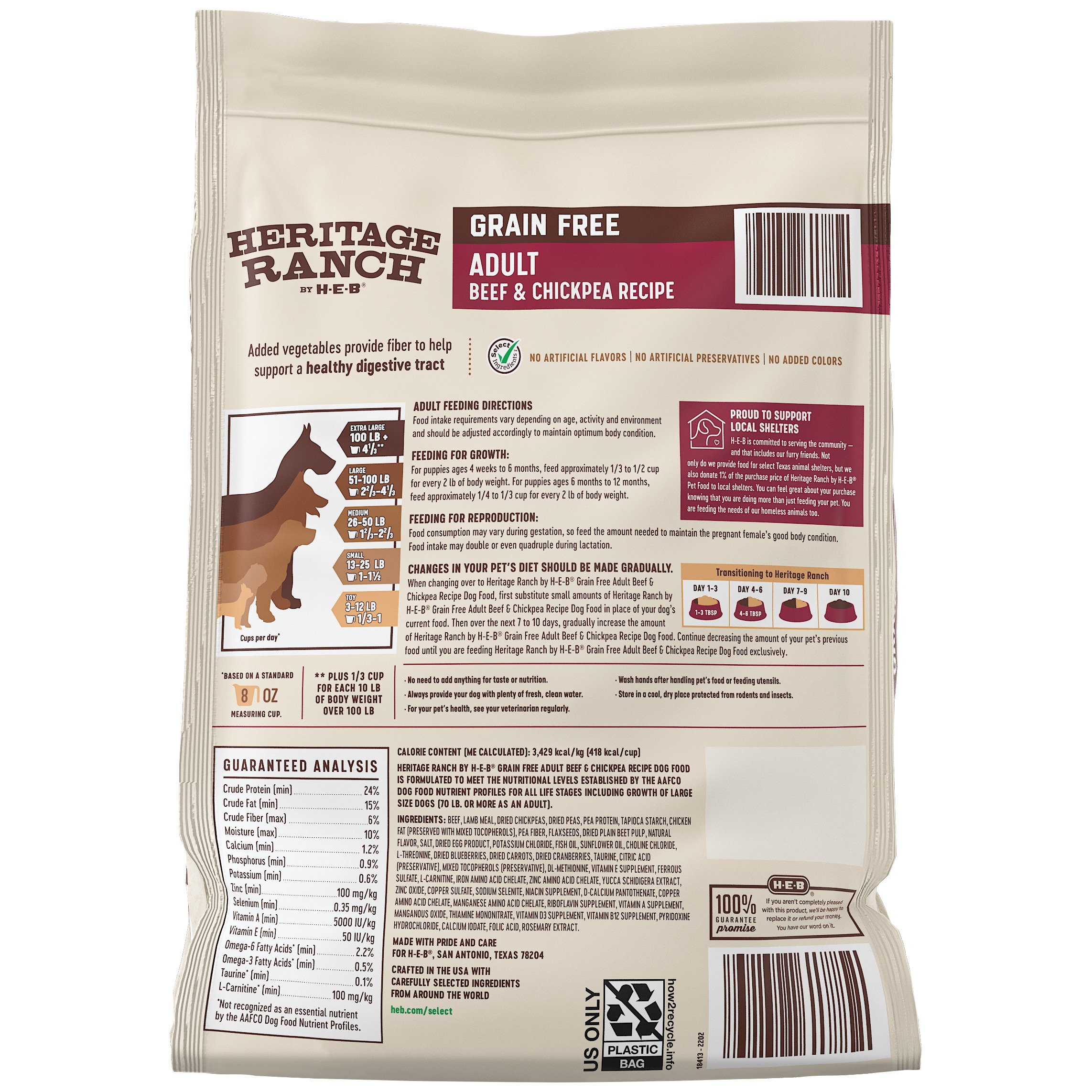 Heritage Ranch By H-E-B Adult Grain-Free Dry Dog Food - Beef & Chickpea ...