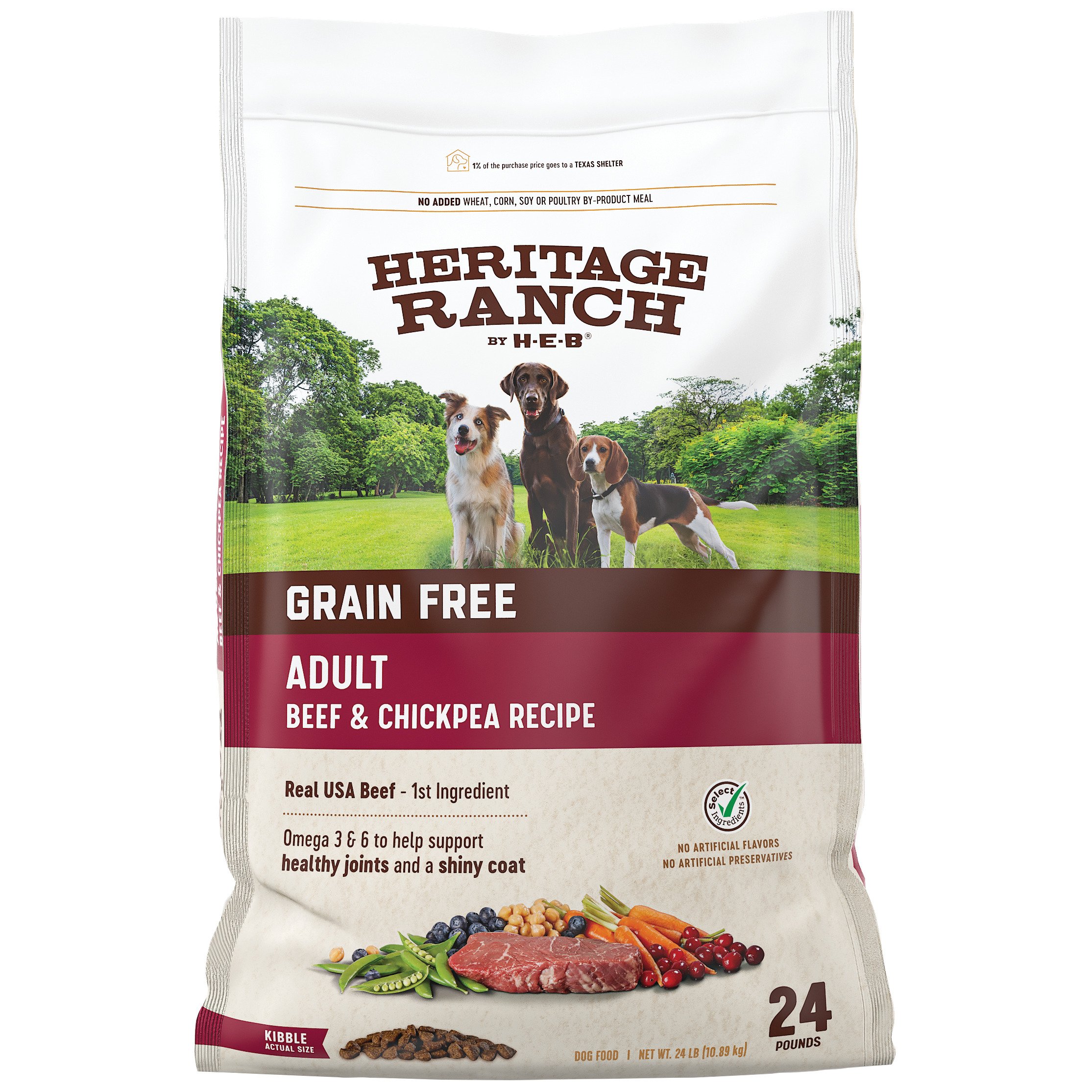 Heritage Ranch by HEB Grain Free Beef & Chickpea Recipe Dry Dog Food