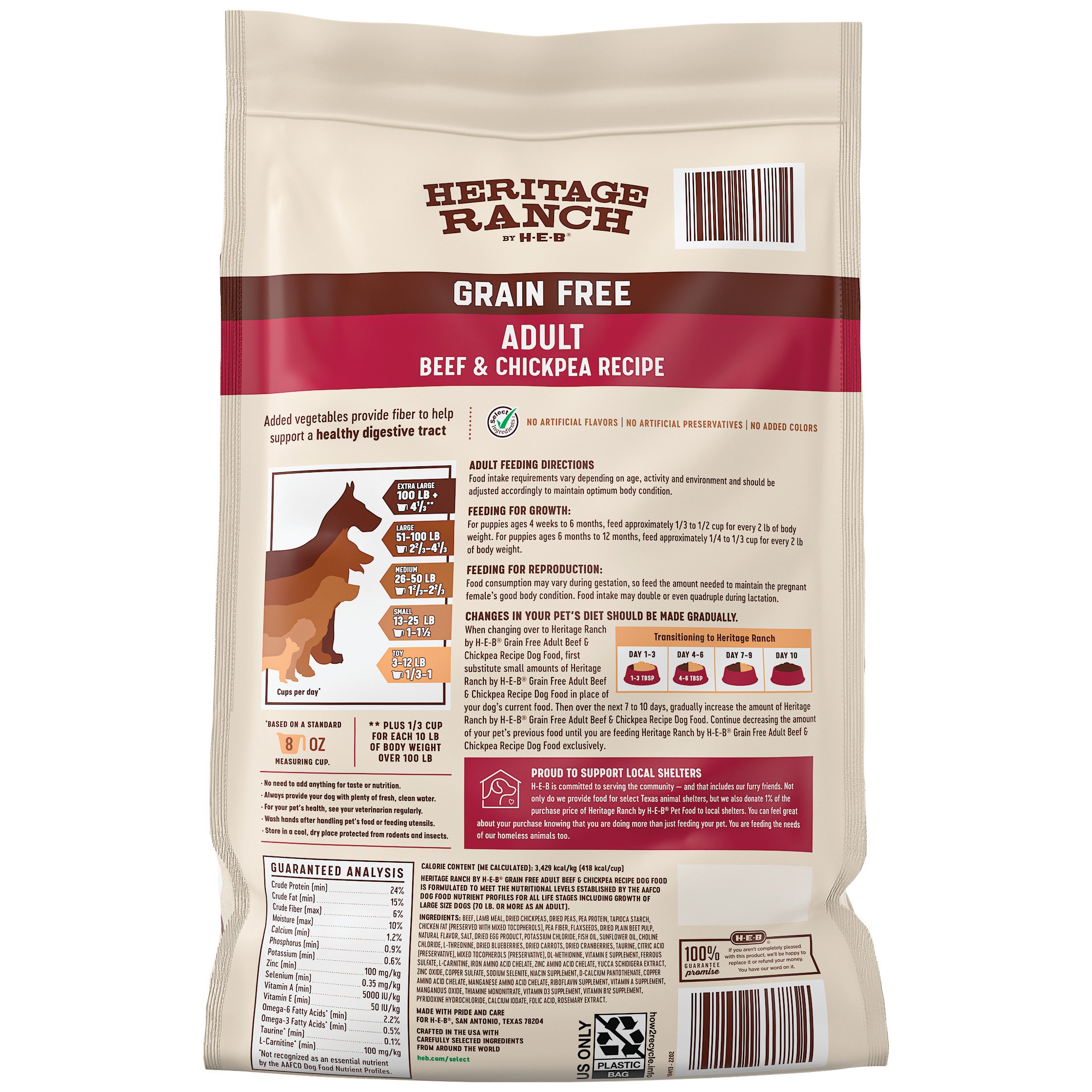 Heritage Ranch By H-E-B Adult Grain-Free Dry Dog Food - Beef & Chickpea ...