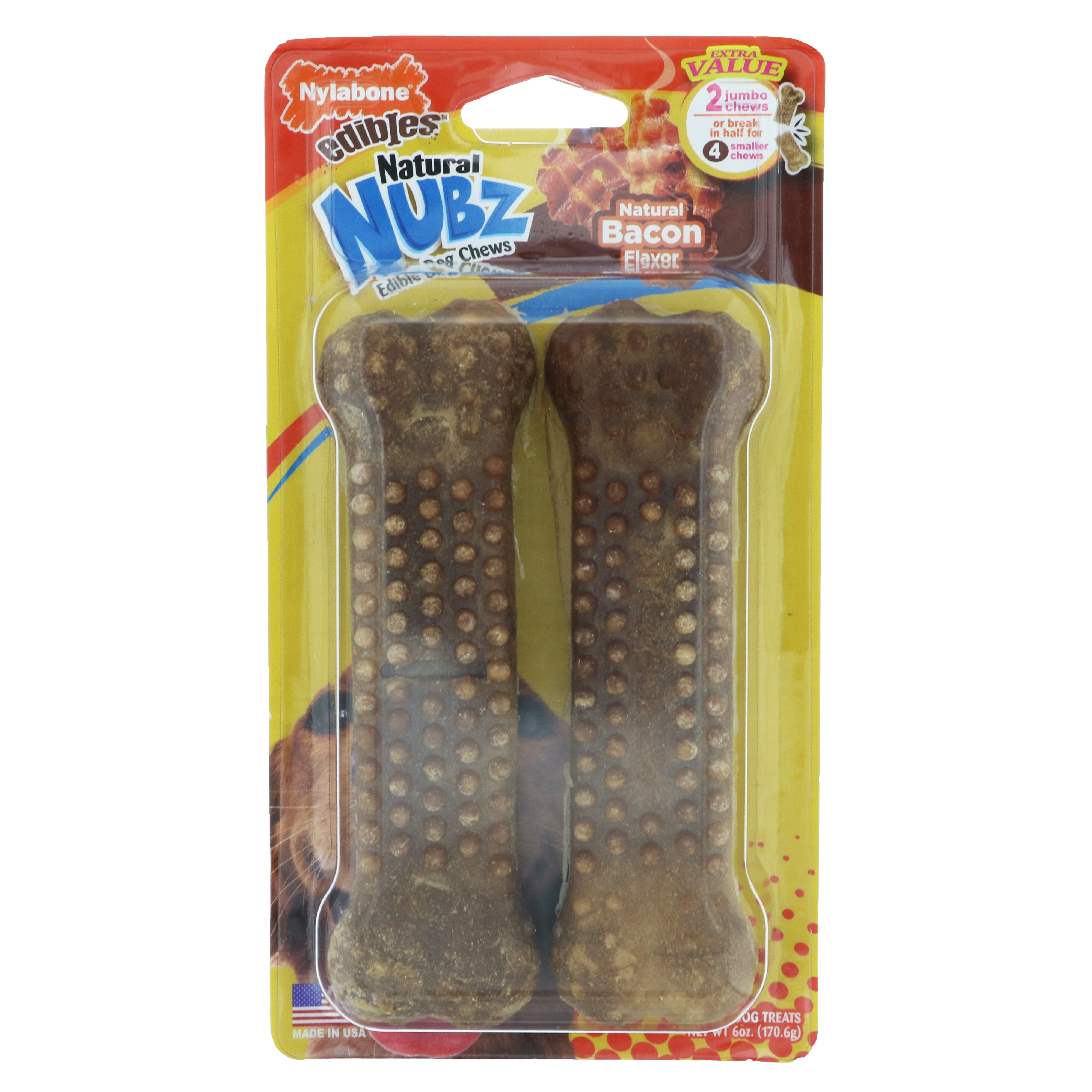 Nylabone Nubz Jumbo Chews Bacon Flavor Shop Bones rawhides at H E B