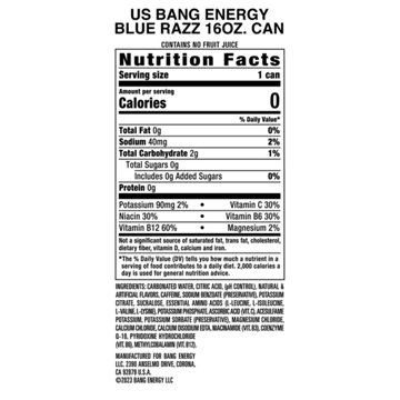 Bang Energy Drink - Blue Razz, 16 oz