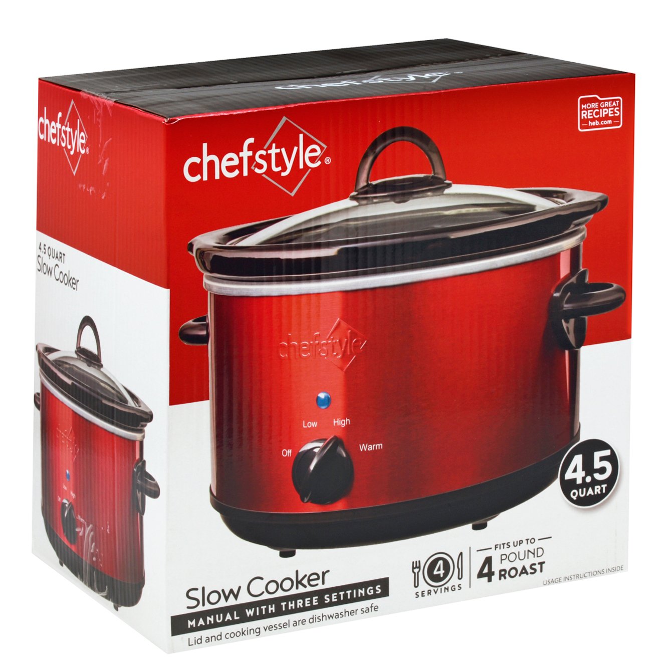 chefstyle Manual Slow Cooker Red Shop Cookers & Roasters at HEB