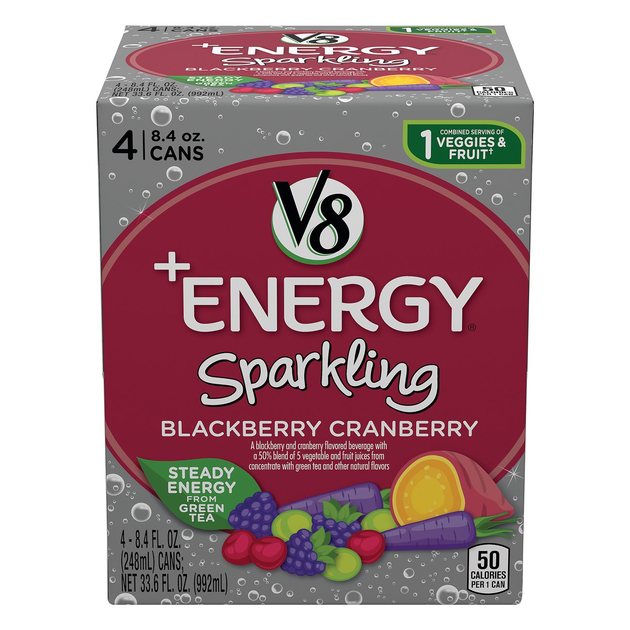 V8 Energy Sparkling Blackberry Cranberry 8.4 oz Cans - Shop Juice at H-E-B