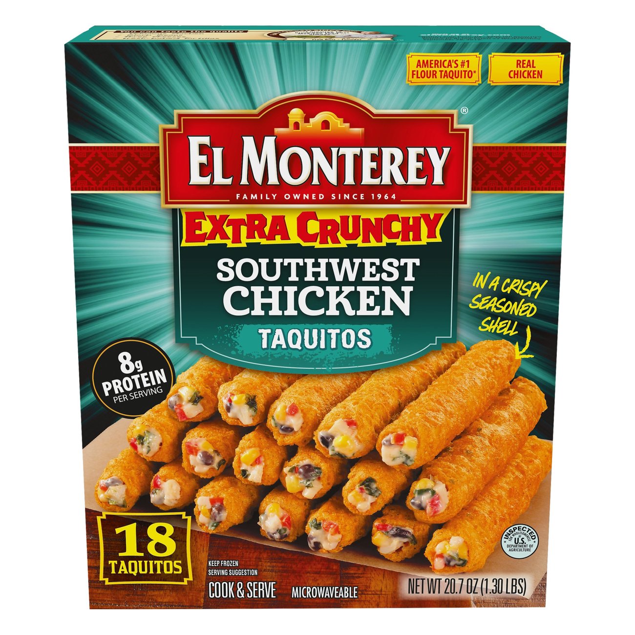 El Monterey Extra Crunchy Southwest Chicken Taquitos - Shop Entrees & Sides  at H-E-B