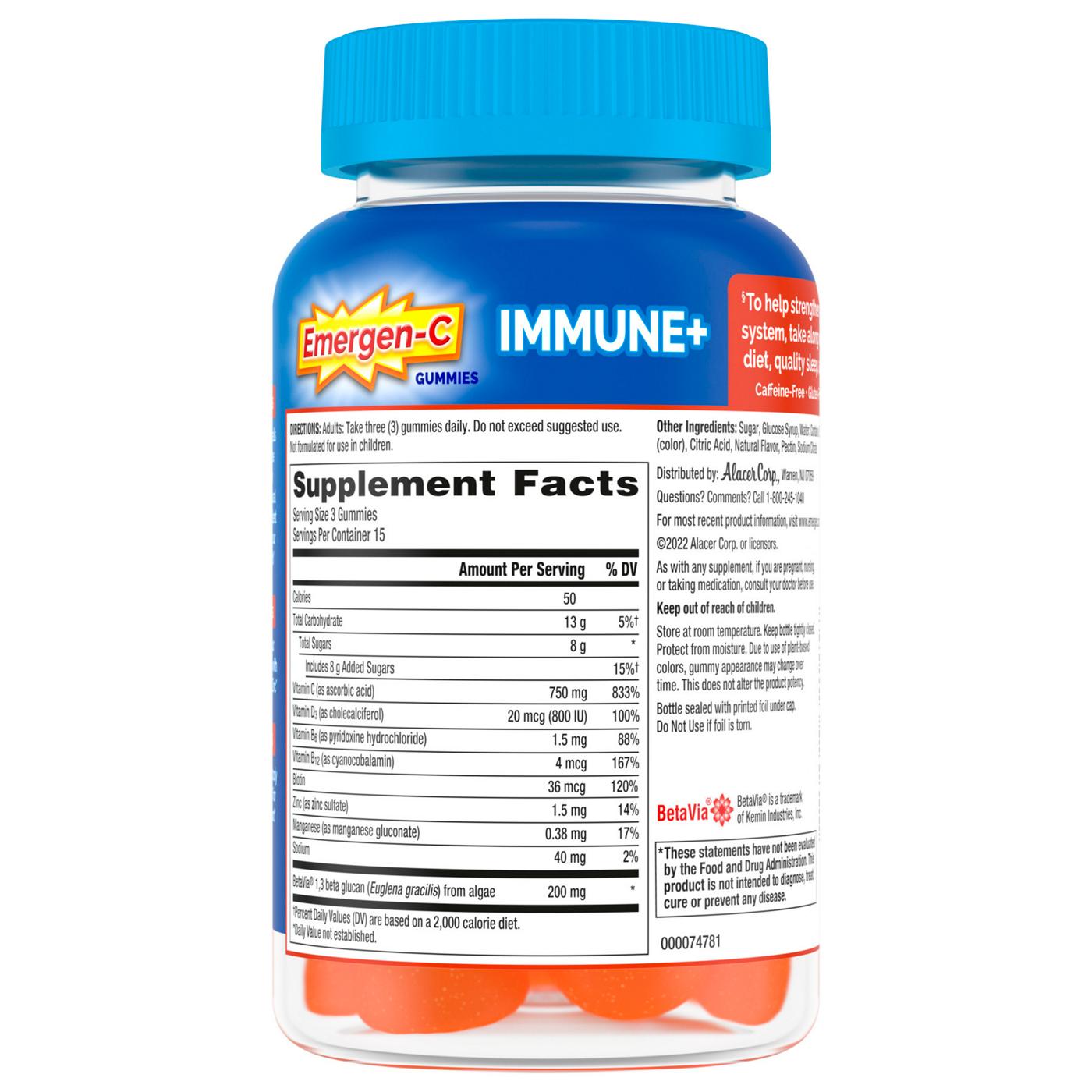 Emergen-C Immune+ with Vitamin D Gummies - Super Orange; image 5 of 13