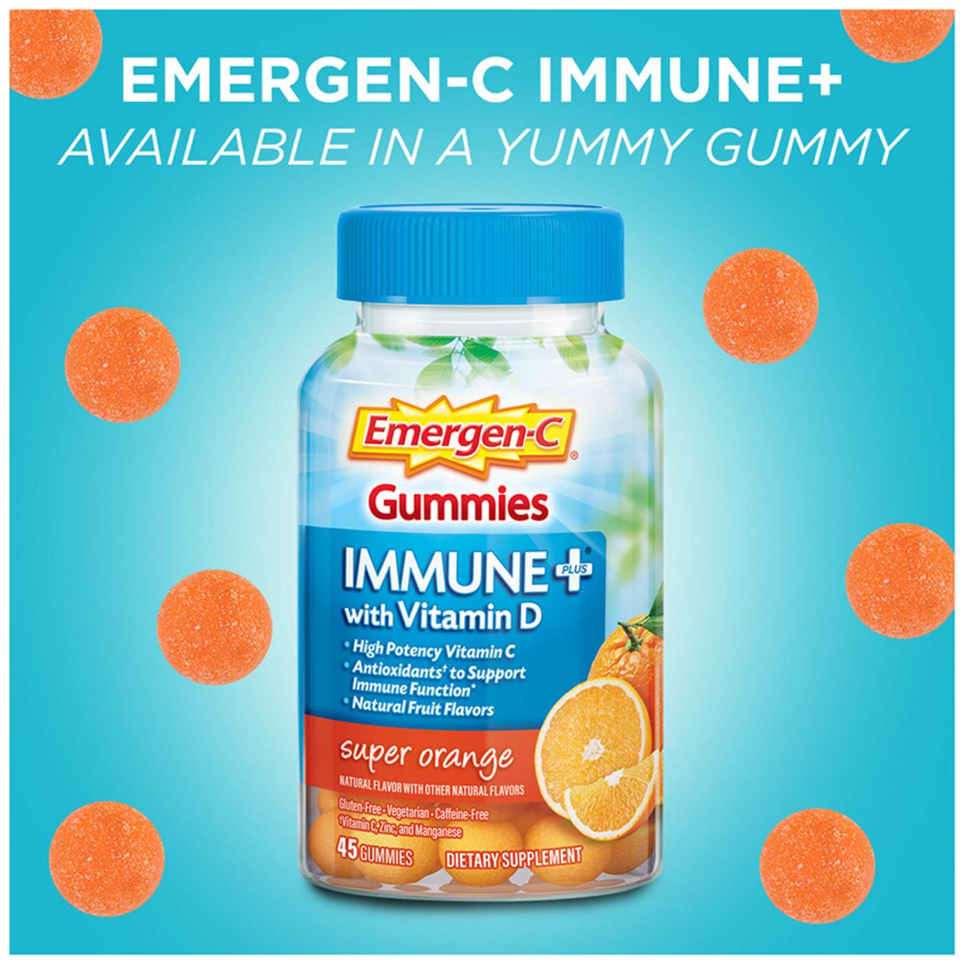 Emergen-C Immune+ with Vitamin D Gummies - Super Orange; image 2 of 7
