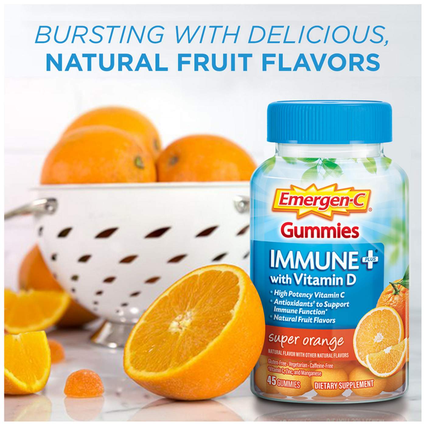 Emergen-C Immune+ with Vitamin D Gummies - Super Orange; image 3 of 7