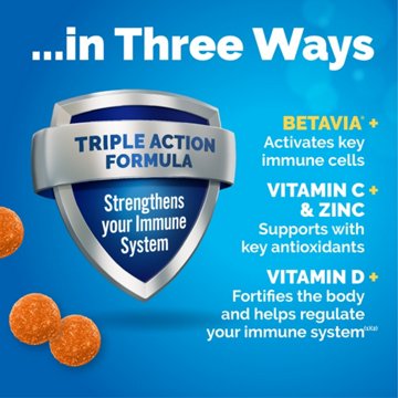 Emergen-C Immune+ Triple Action Immune Support Gummies, BetaVia (R), 750mg Vitamin C, B
Vitamins, Vitamin D and Antioxidants, Super Orange