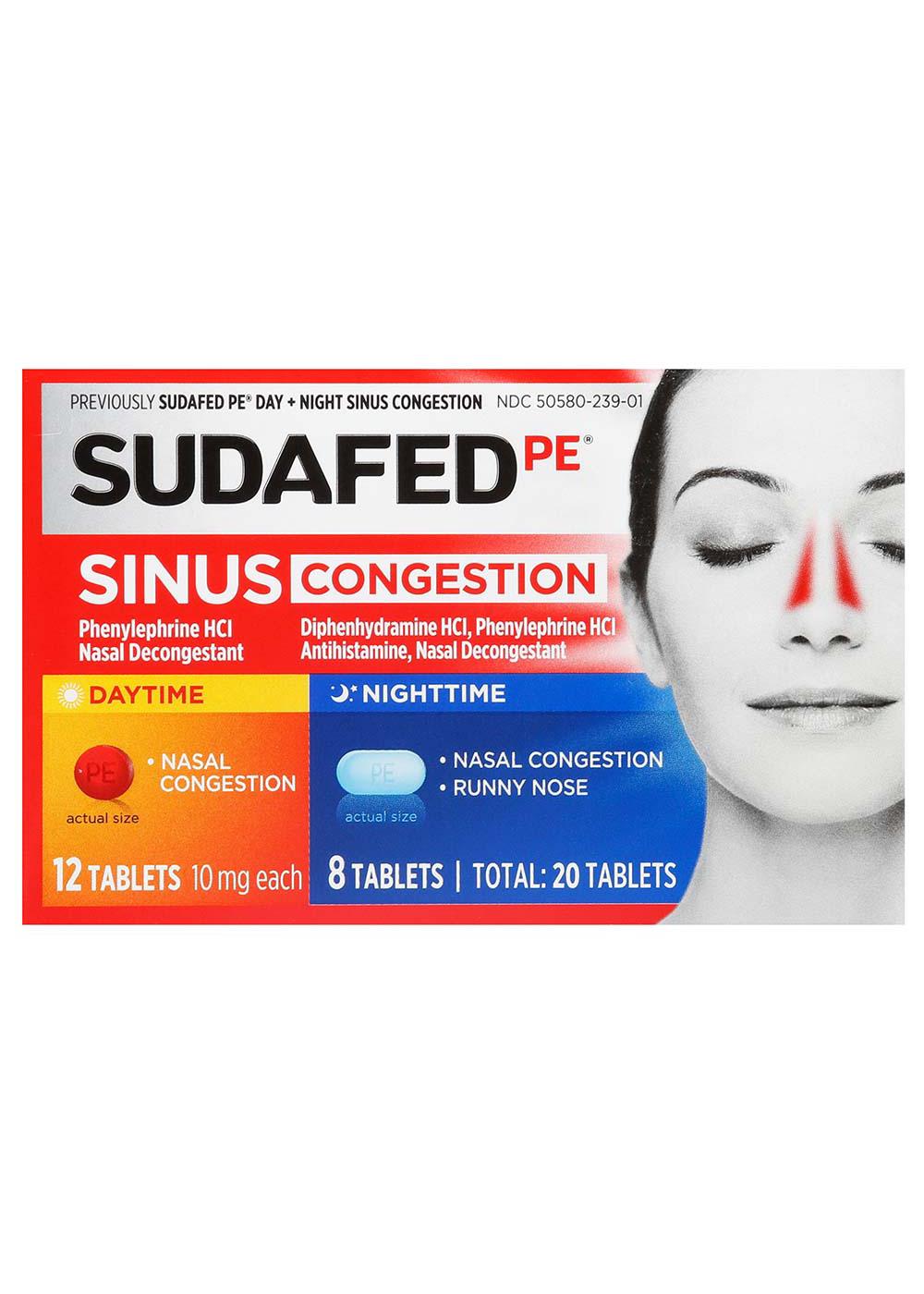 Sudafed PE Sinus Congestion Day + Night Tablets; image 1 of 6