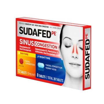 Sudafed PE Sinus Congestion Day + Night Tablets