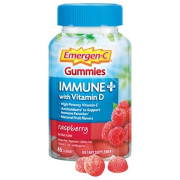 Emergen-C Immune+ Triple Action Immune Support Gummies, BetaVia (R), 1000mg Vitamin C, B Vitamins, Vitamin D and Antioxidants, Raspberry
