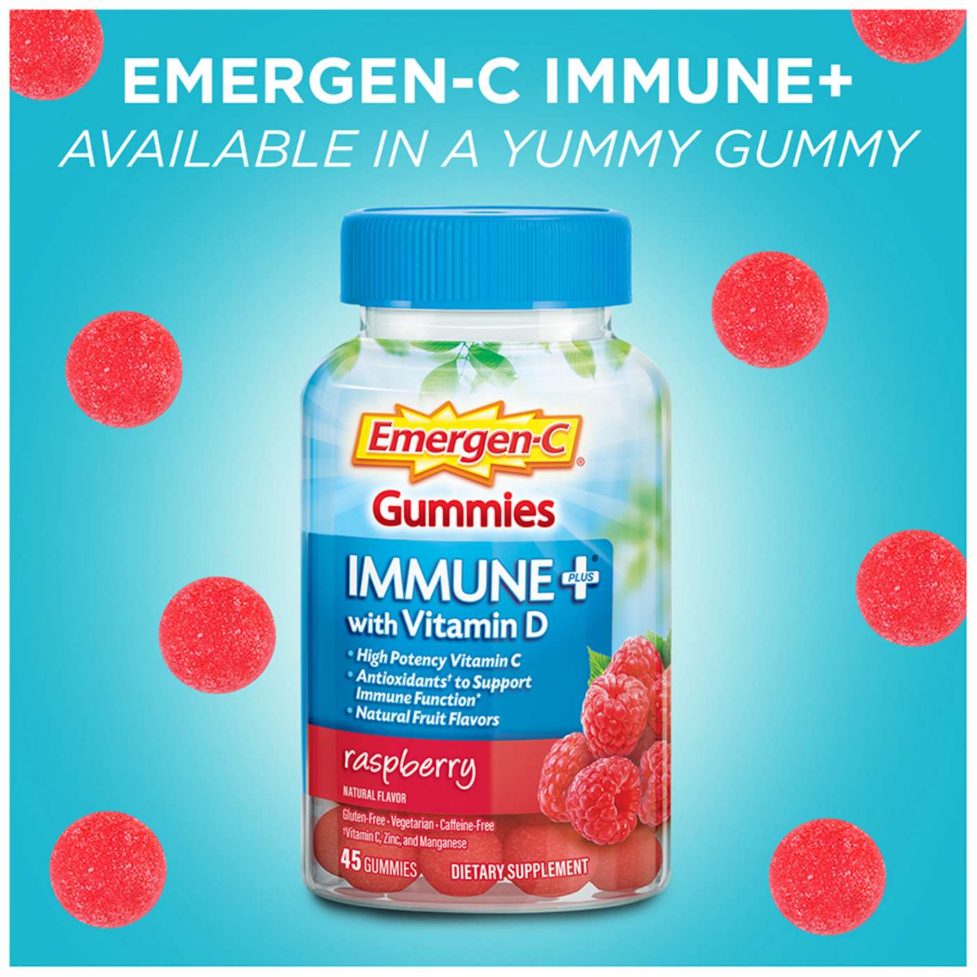 Emergen-C Immune+ with Vitamin D Gummies - Raspberry; image 2 of 7