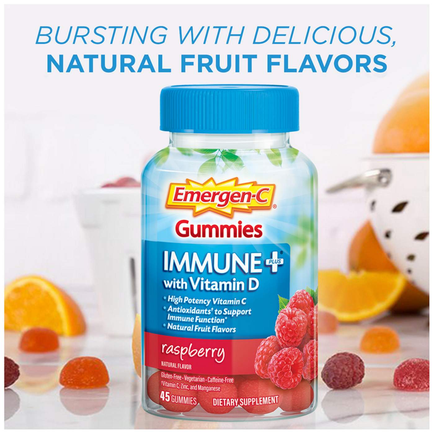EmergenC Immune+ with Vitamin D Gummies Raspberry Shop Vitamins A