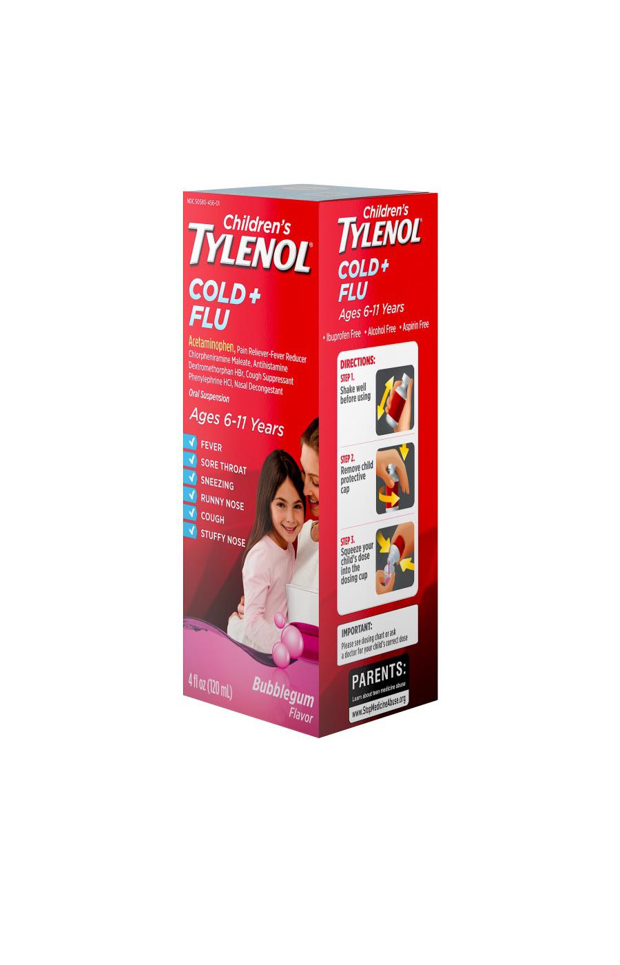 Children's Tylenol Children's Tylenol Cold + Flu Oral Suspension, Bubblegum; image 2 of 6