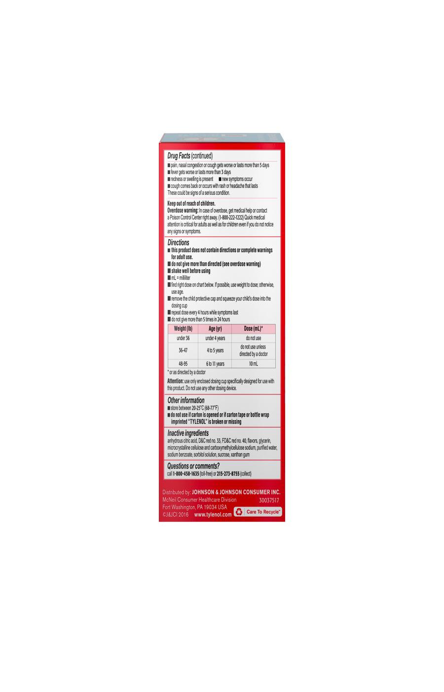 Children's Tylenol Children's Tylenol Cold + Flu Oral Suspension, Bubblegum; image 3 of 6