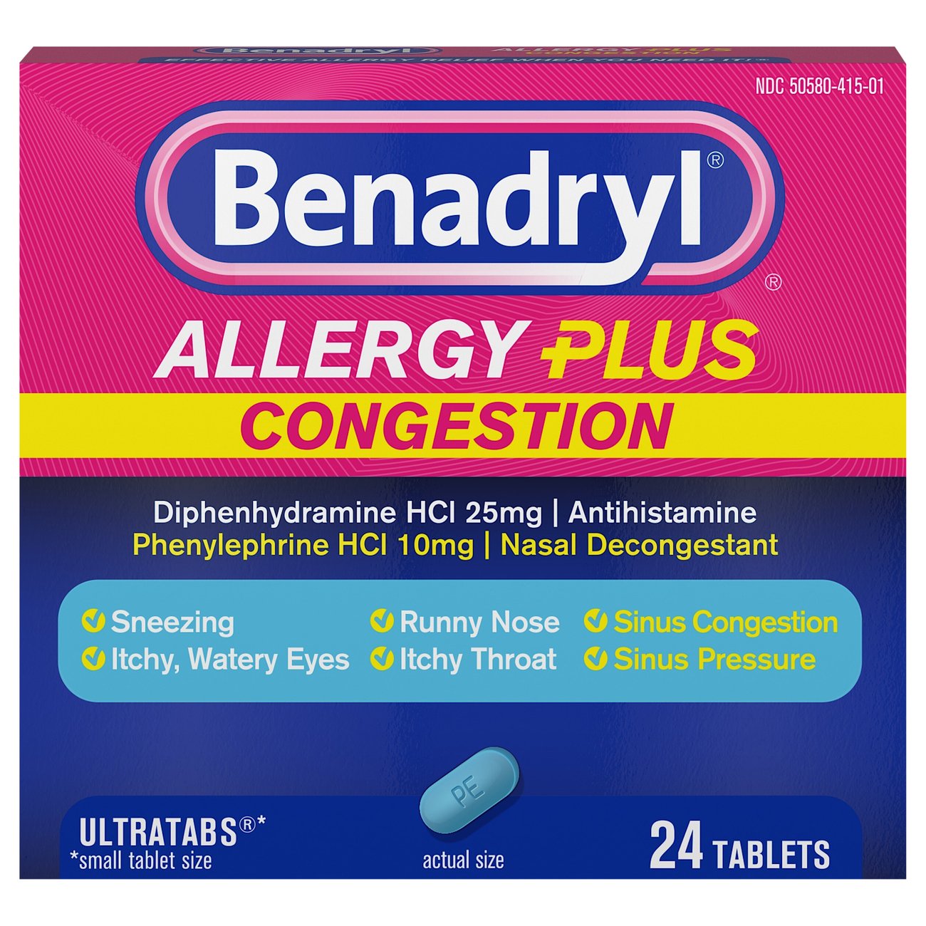 Benadryl Allergy Plus Congestion Ultratabs Tablets - Shop Sinus