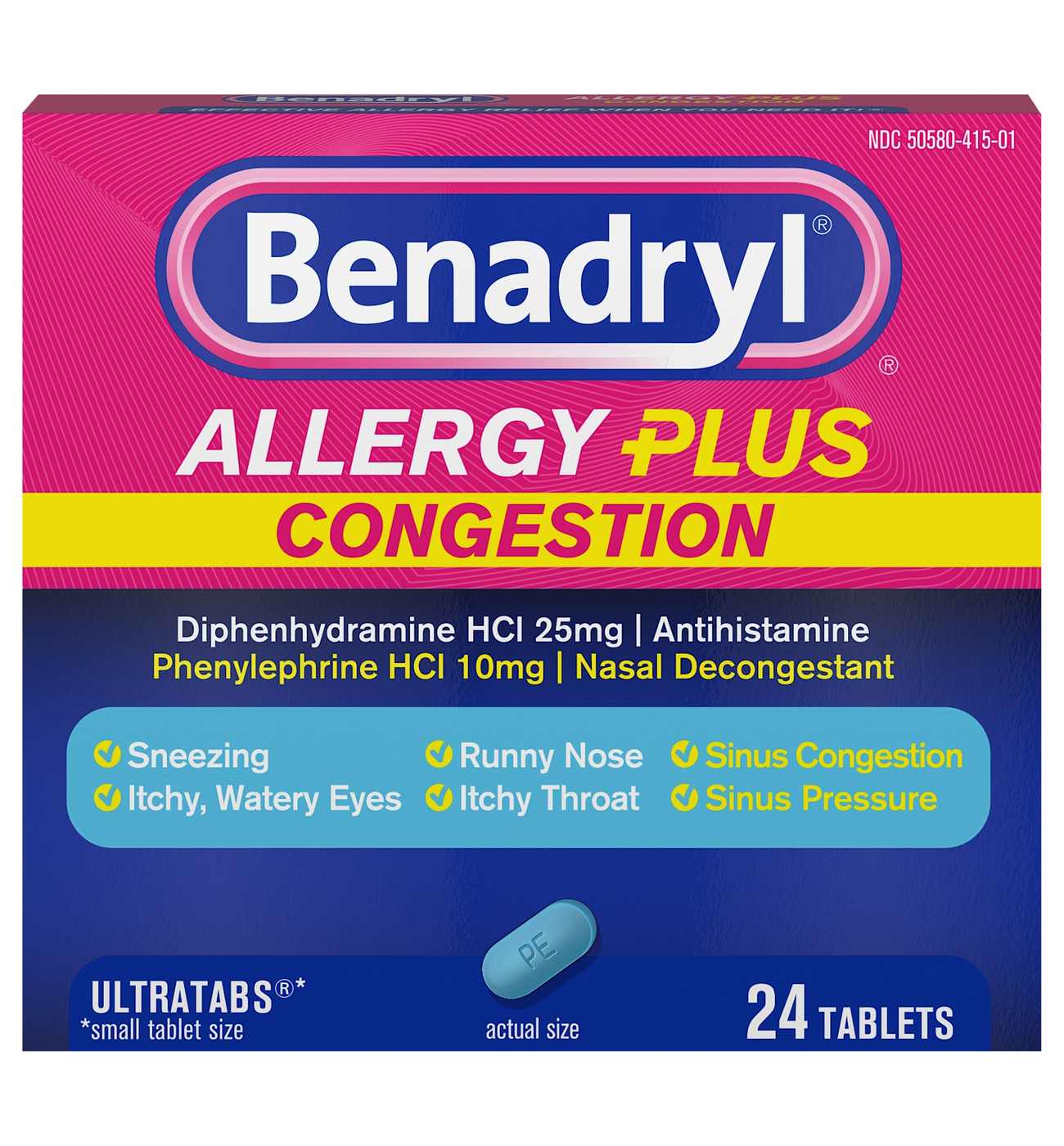 Benadryl Allergy Plus Congestion Ultratabs Tablets; image 1 of 7