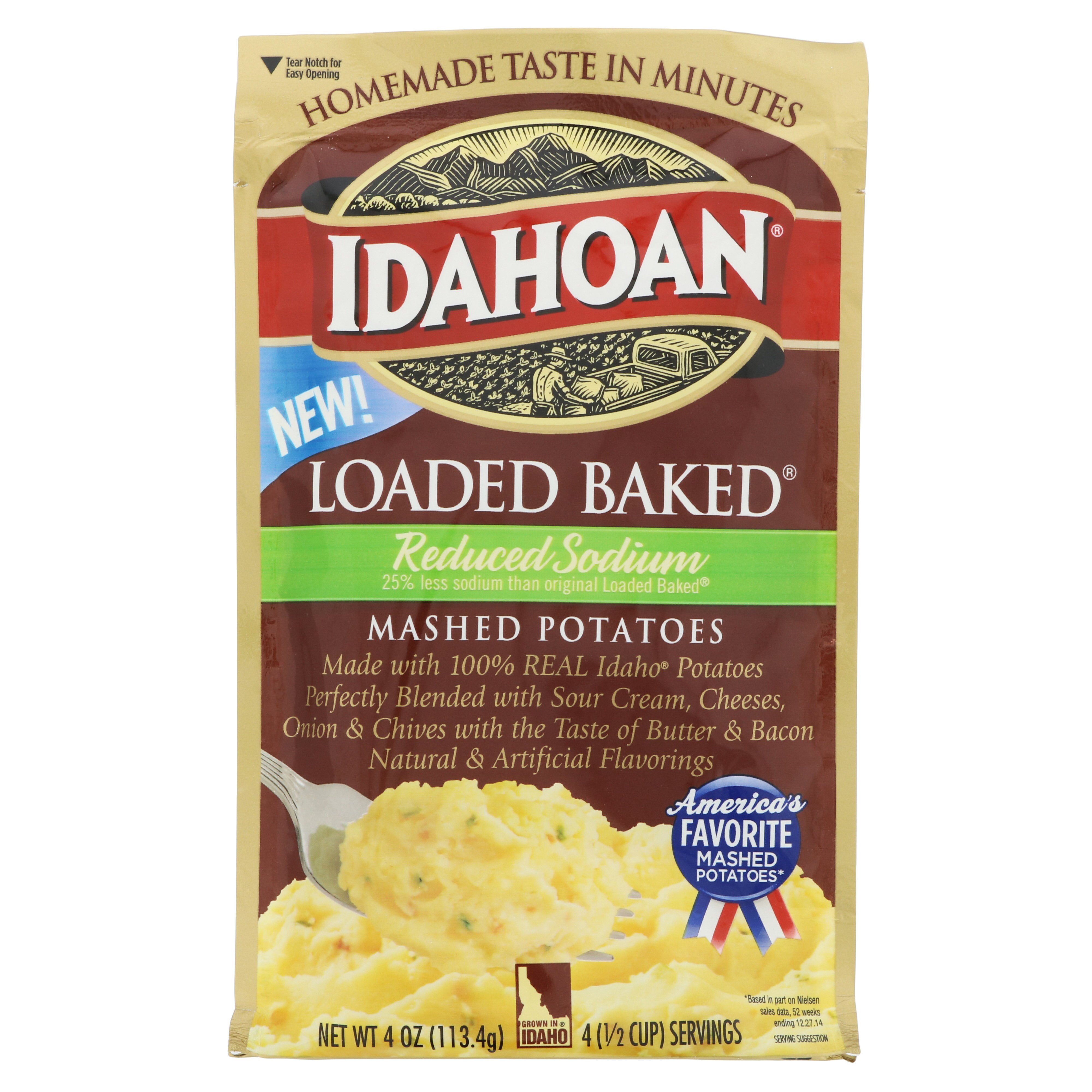 Idahoan Loaded Baked Reduced Sodium Mashed Potatoes Shop Pantry Meals