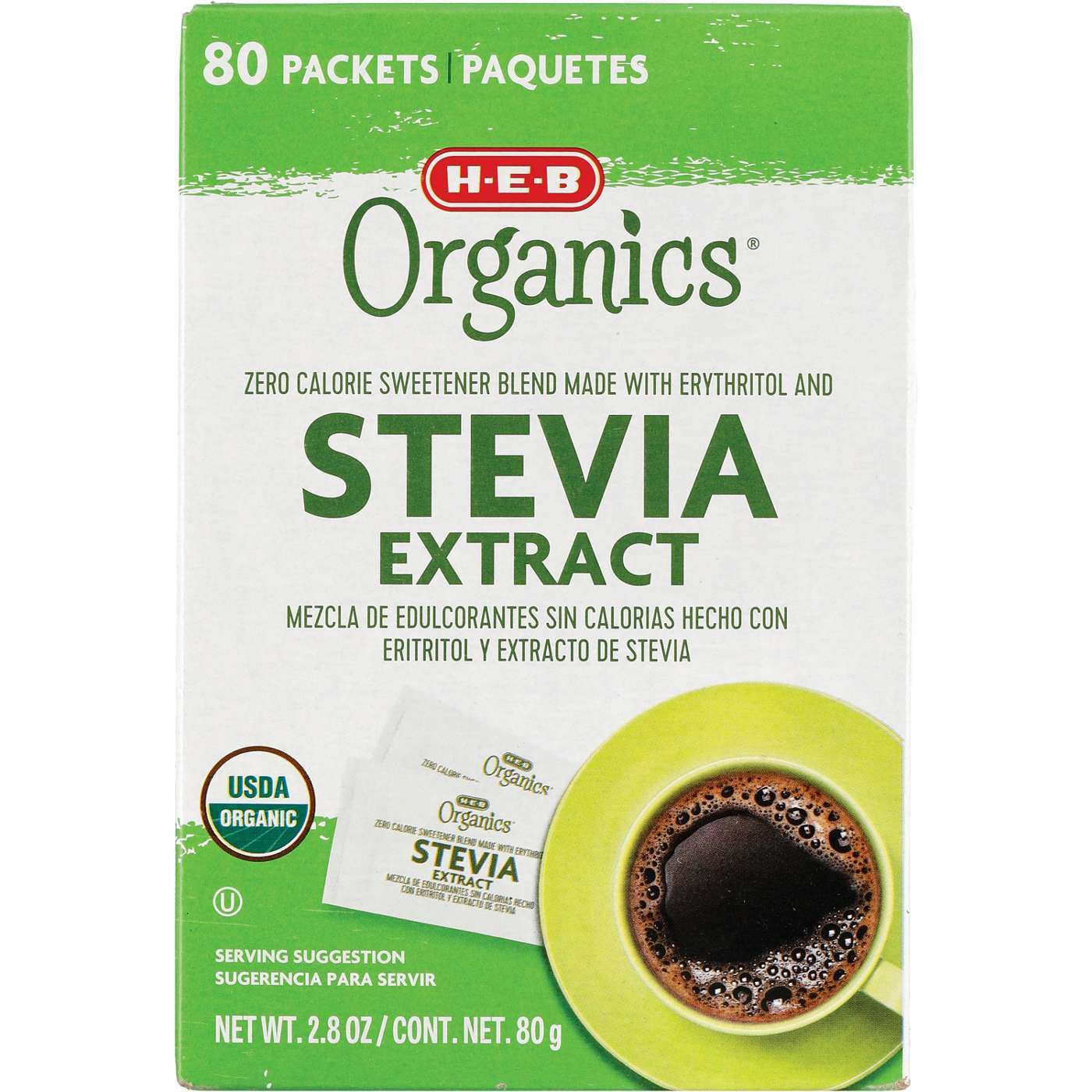 H-E-B Organics Zero Calorie Stevia Blend Sweetener Packets; image 1 of 2
