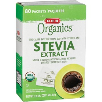 H-E-B Organics Zero Calorie Stevia Blend Sweetener Packets, 80 ct