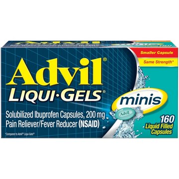 Advil Liqui-Gels minis Pain Reliever and Fever Reducer, Ibuprofen 200mg for Pain Relief