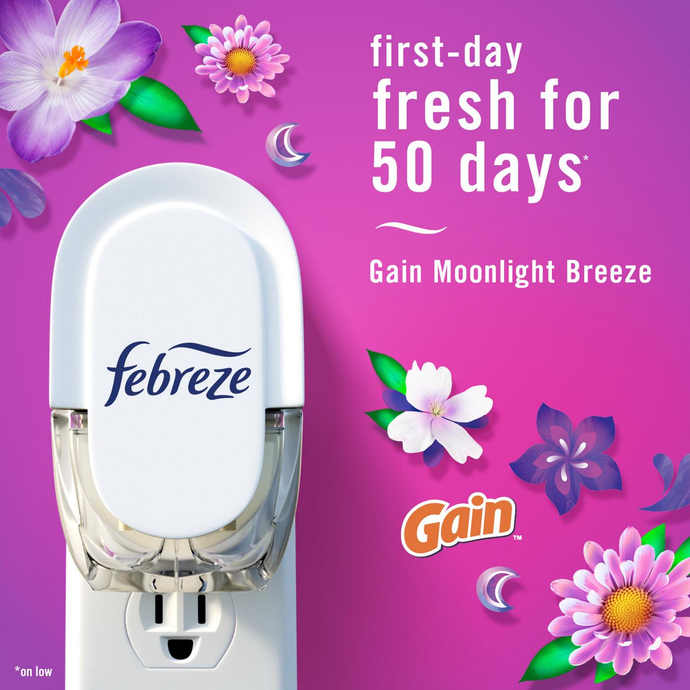Febreze Plug In Air Freshener, Odor-Fighting Scented Oil Refill, Gain Moonlight Breeze; image 2 of 10