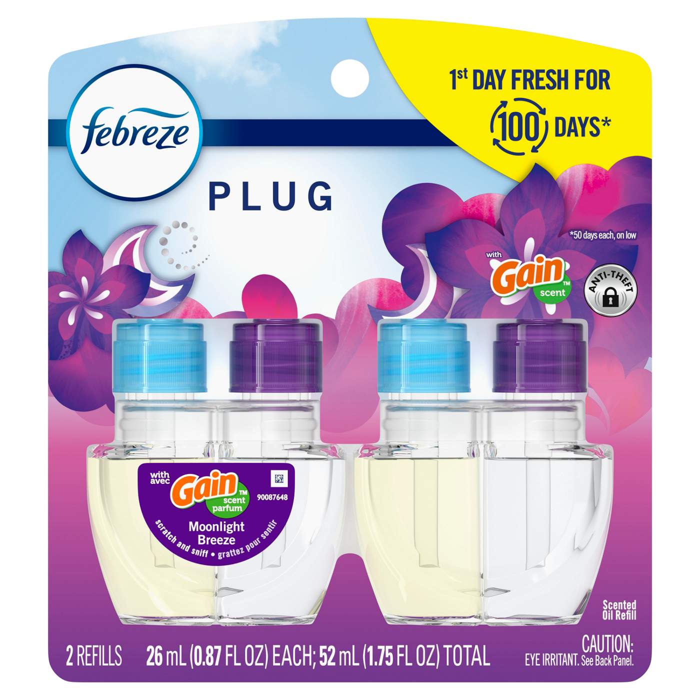 Febreze Plug In Air Freshener, Odor-Fighting Scented Oil Refill, Gain Moonlight Breeze; image 9 of 10