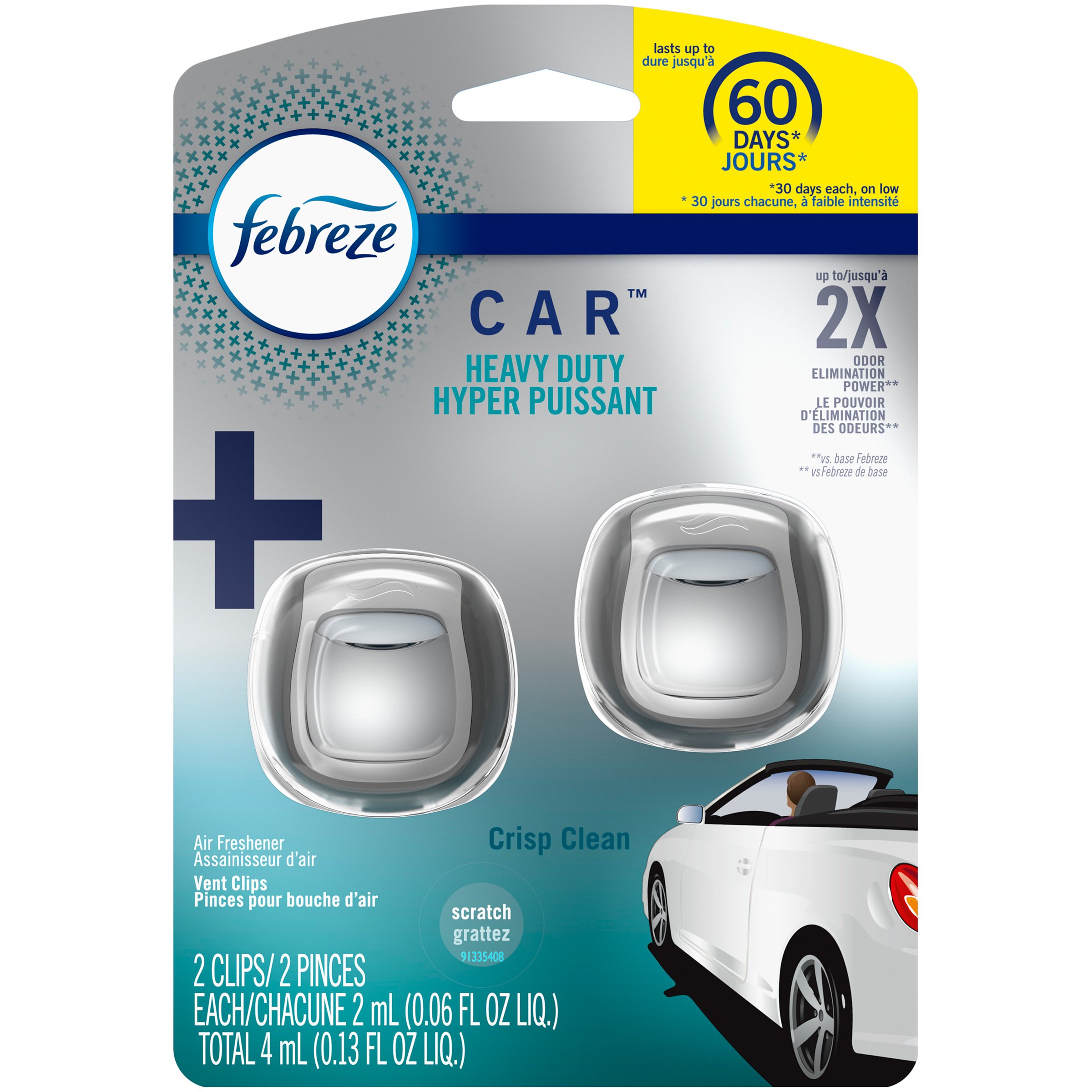 Febreze Car Heavy Duty Crisp Clean Odor-Eliminating Vent Clips - Shop Car  Accessories at H-E-B