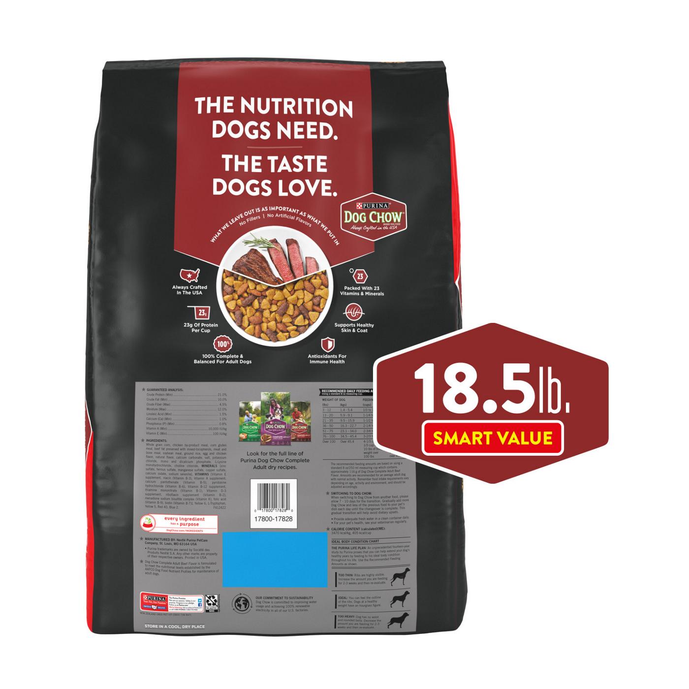 Dog Chow Purina Dog Chow Complete Adult Dry Dog Food Kibble Beef Flavor; image 2 of 7
