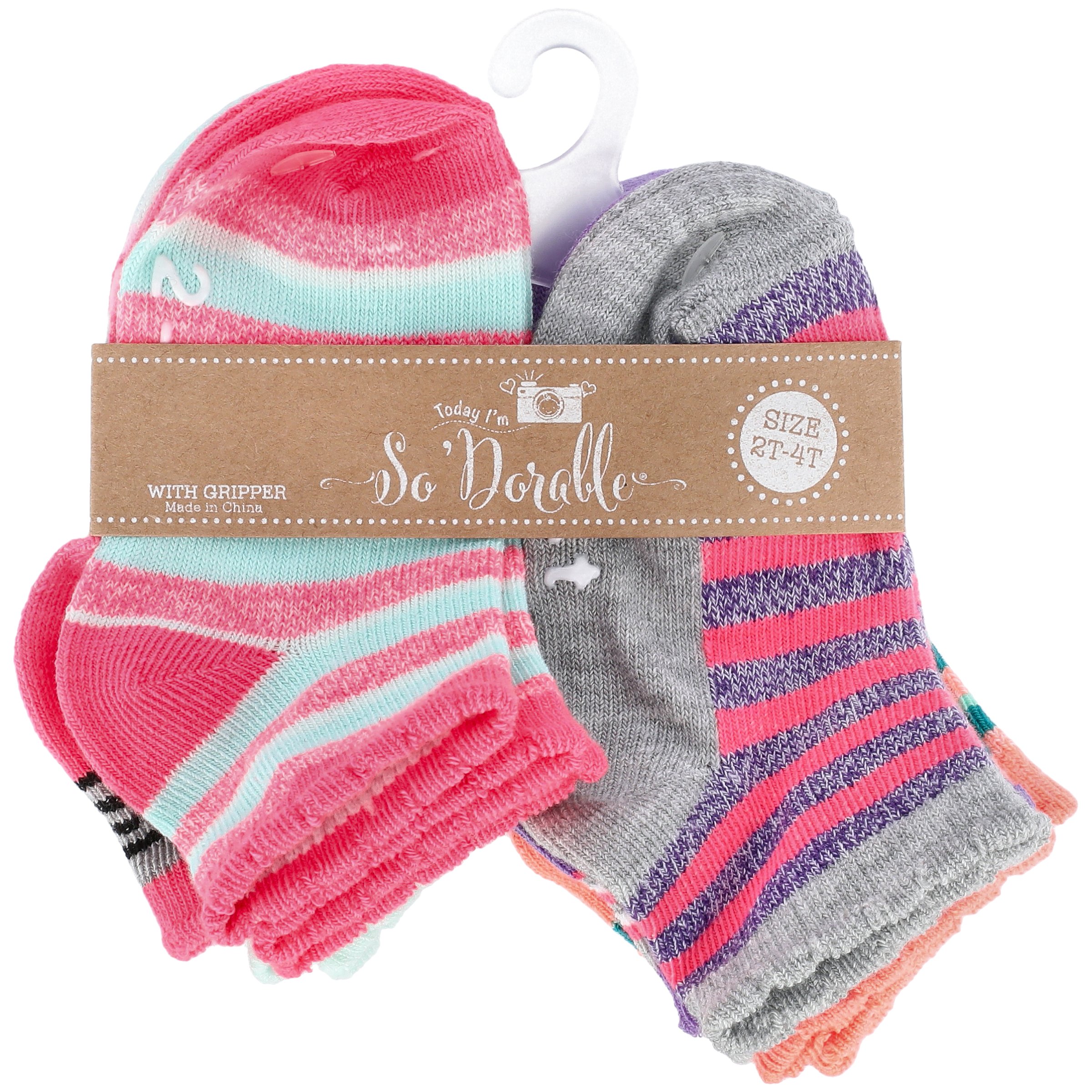 So 'Dorable Girls Ankle Socks with Gripper, 2-4T - Shop Socks at H-E-B