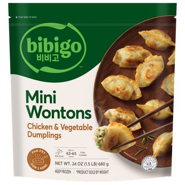bibigo Frozen Mini Wontons Chicken & Vegetable Dumplings, 24 oz