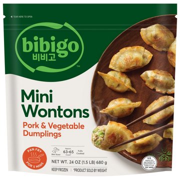 bibigo Frozen Mini Wontons Pork & Vegetable Dumplings, 24 oz