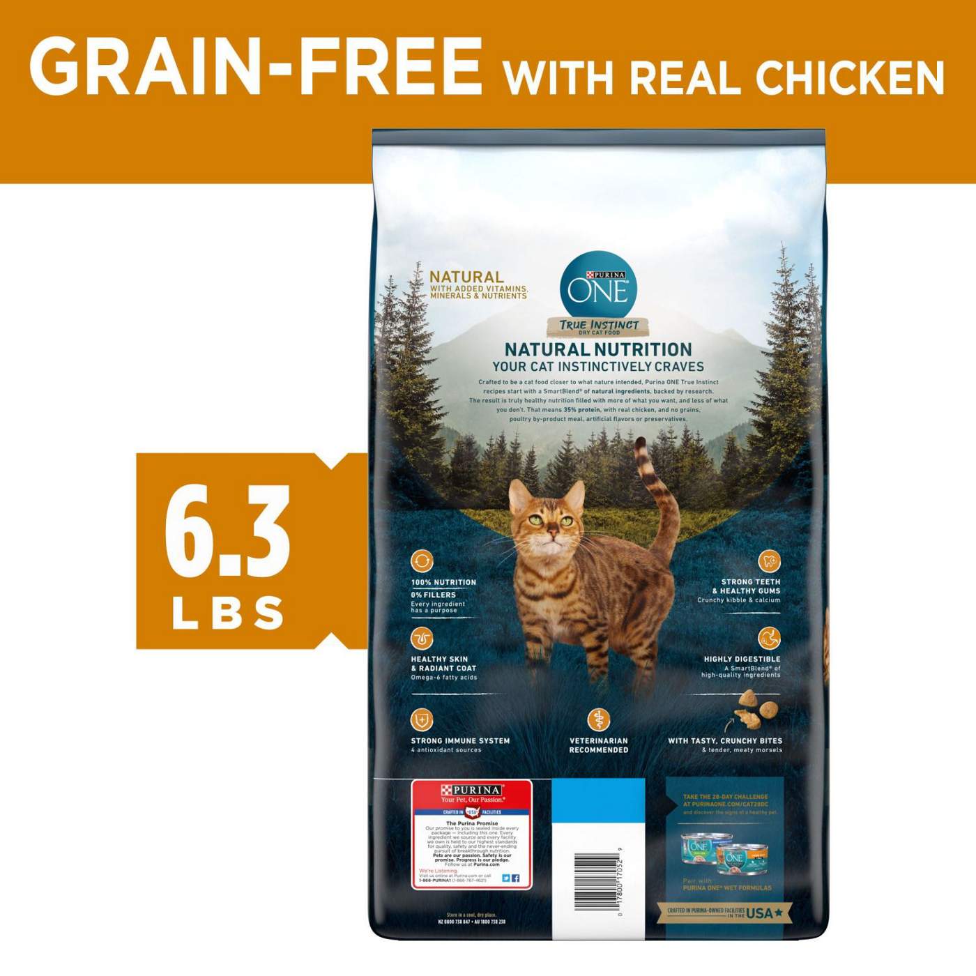 Purina ONE Purina ONE Natural, High Protein, Grain Free Dry Cat Food, True Instinct With Real Chicken; image 2 of 7