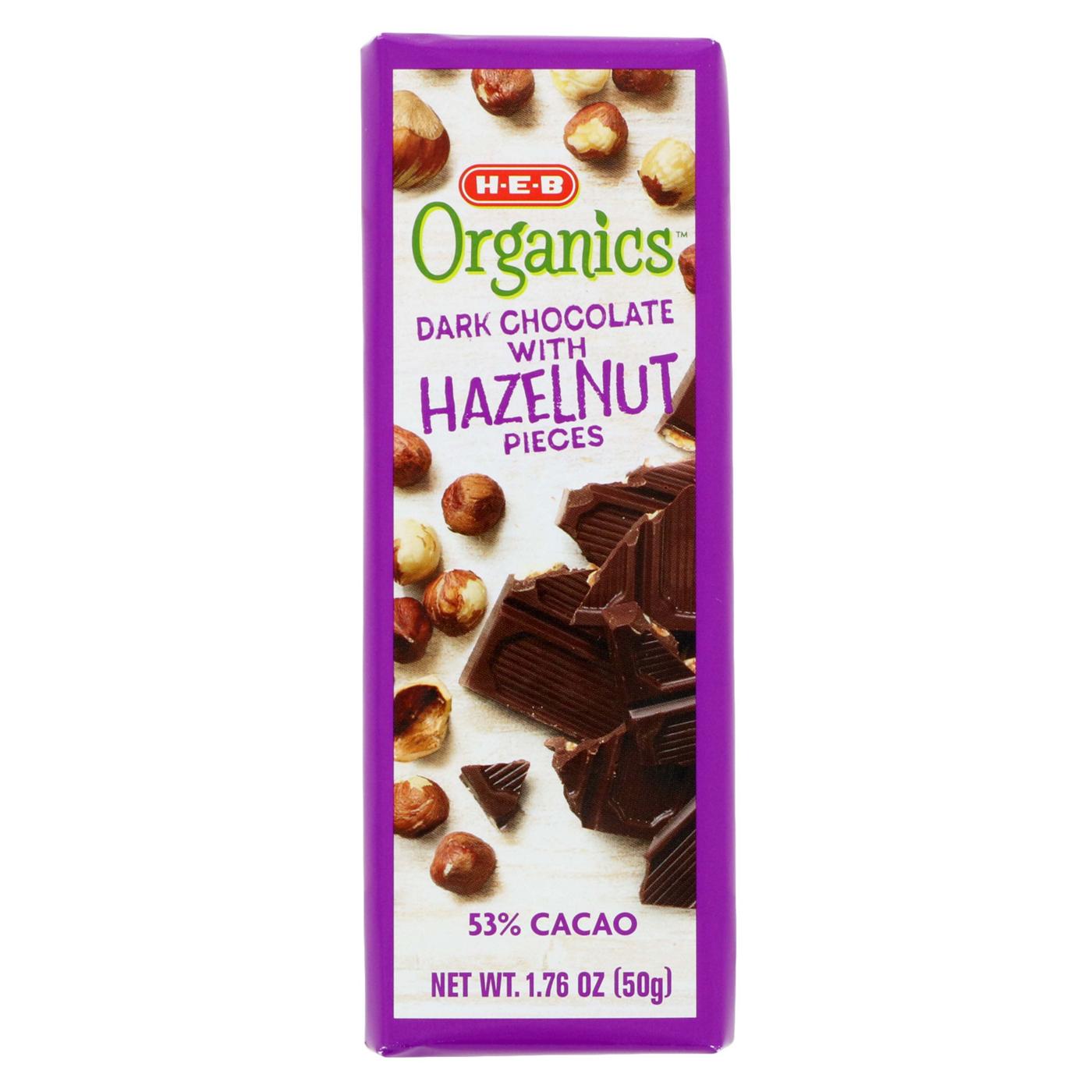 H-E-B Organics 53% Cacao Dark Chocolate Bar - Hazelnuts; image 2 of 2