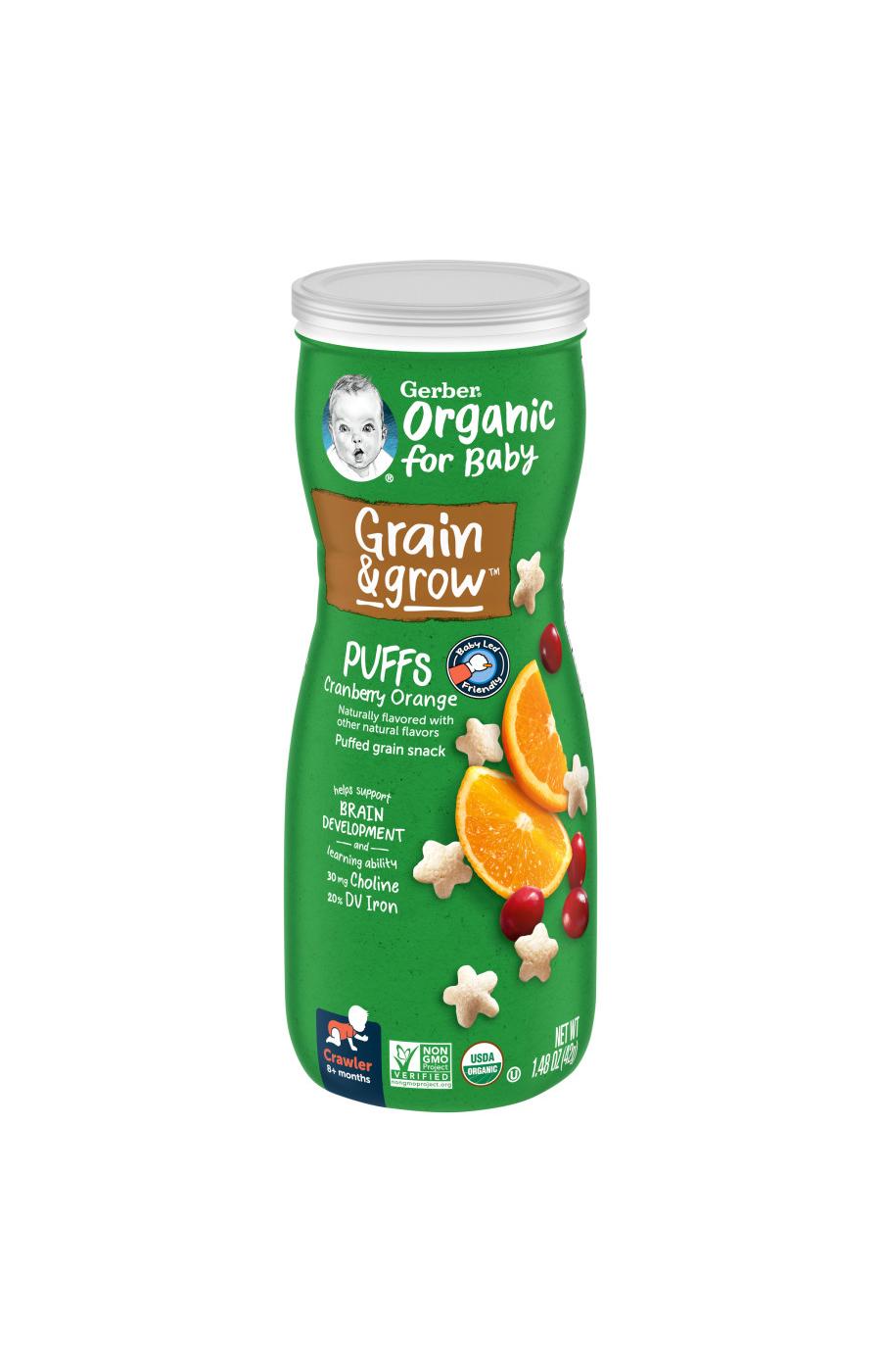 Gerber Organic for Baby Grain & Grow Puffs - Cranberry & Orange; image 1 of 8