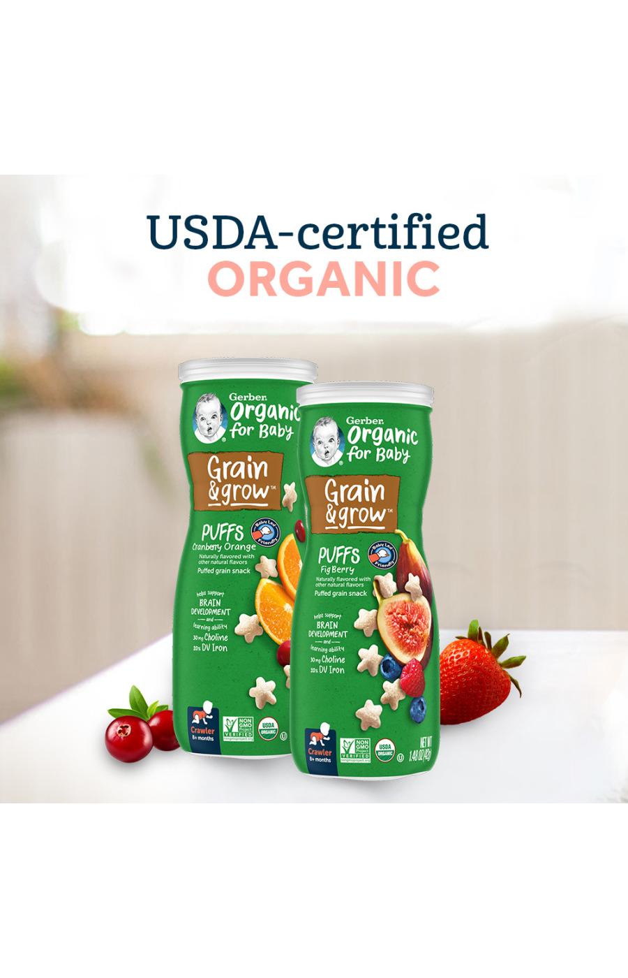 Gerber Organic for Baby Grain & Grow Puffs - Cranberry & Orange; image 4 of 8