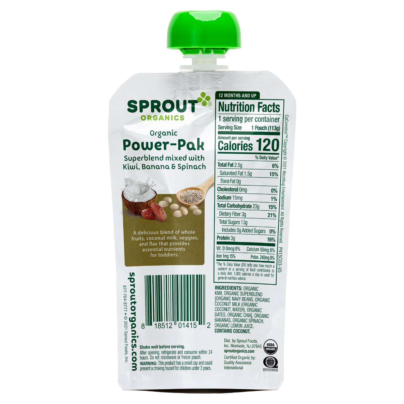 Sprout Organics Power-Pak Pouch - Kiwi Banana & Spinach; image 2 of 2