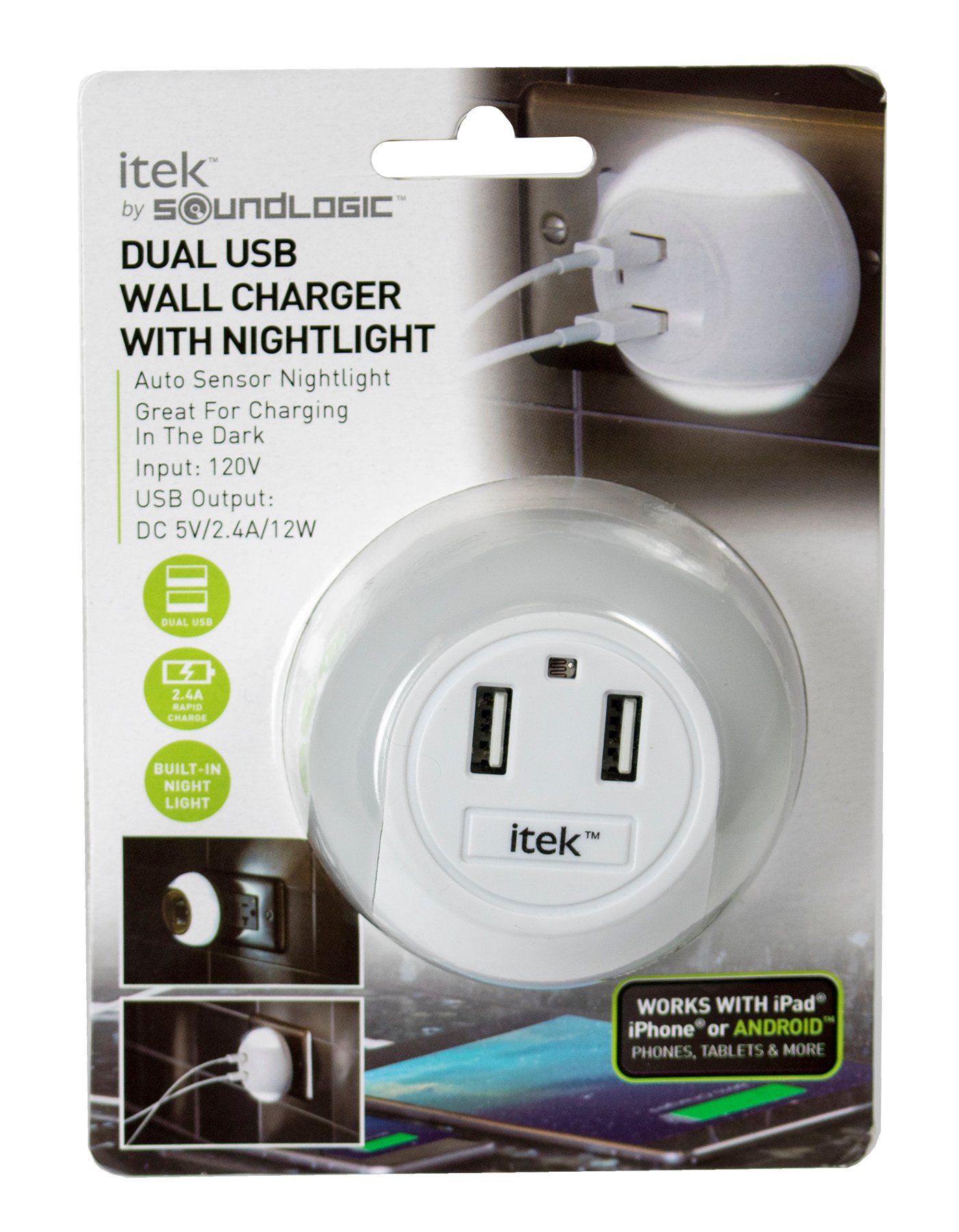 Itek Dual Usb Wall Charger & Nightlight Shop Phone chargers at HEB