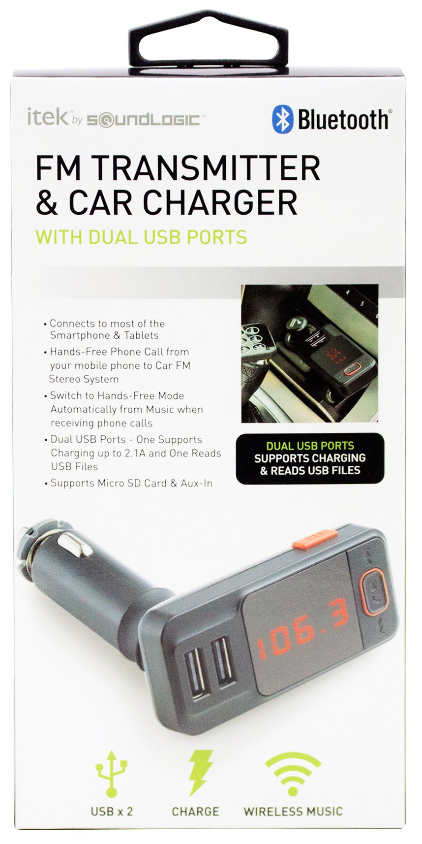 itek Bluetooth FM Transmitter & Charger - Shop Phone Chargers at H-E-B