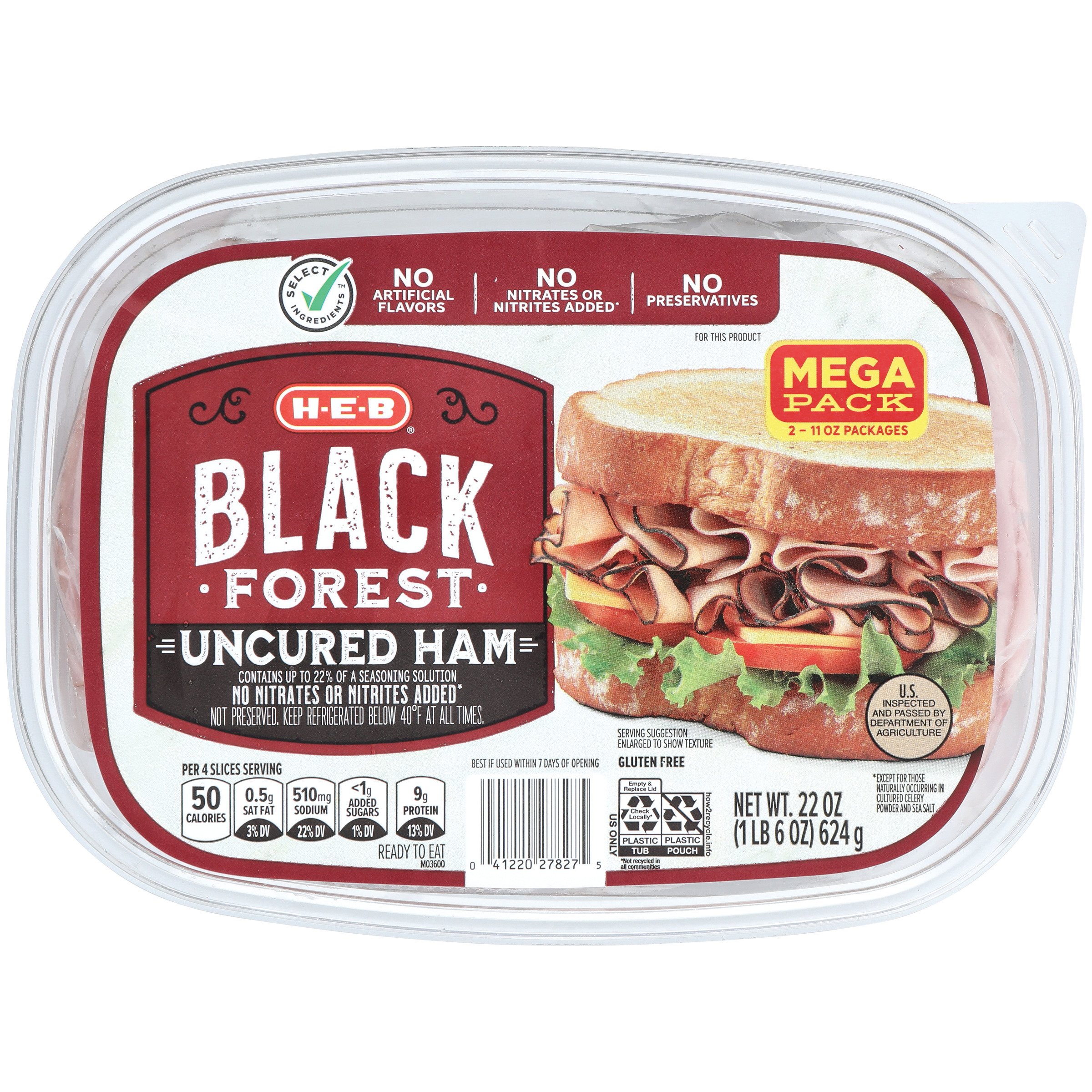 H-E-B Black Forest Ham Lunch Meat - Mega Pack, 22 oz