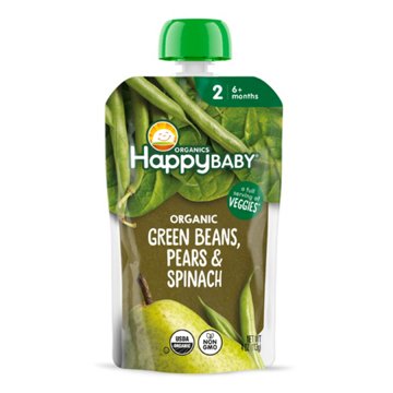 Happy Baby Clearly Crafted Stage 2 Green Beans Spinach & Pears Organic