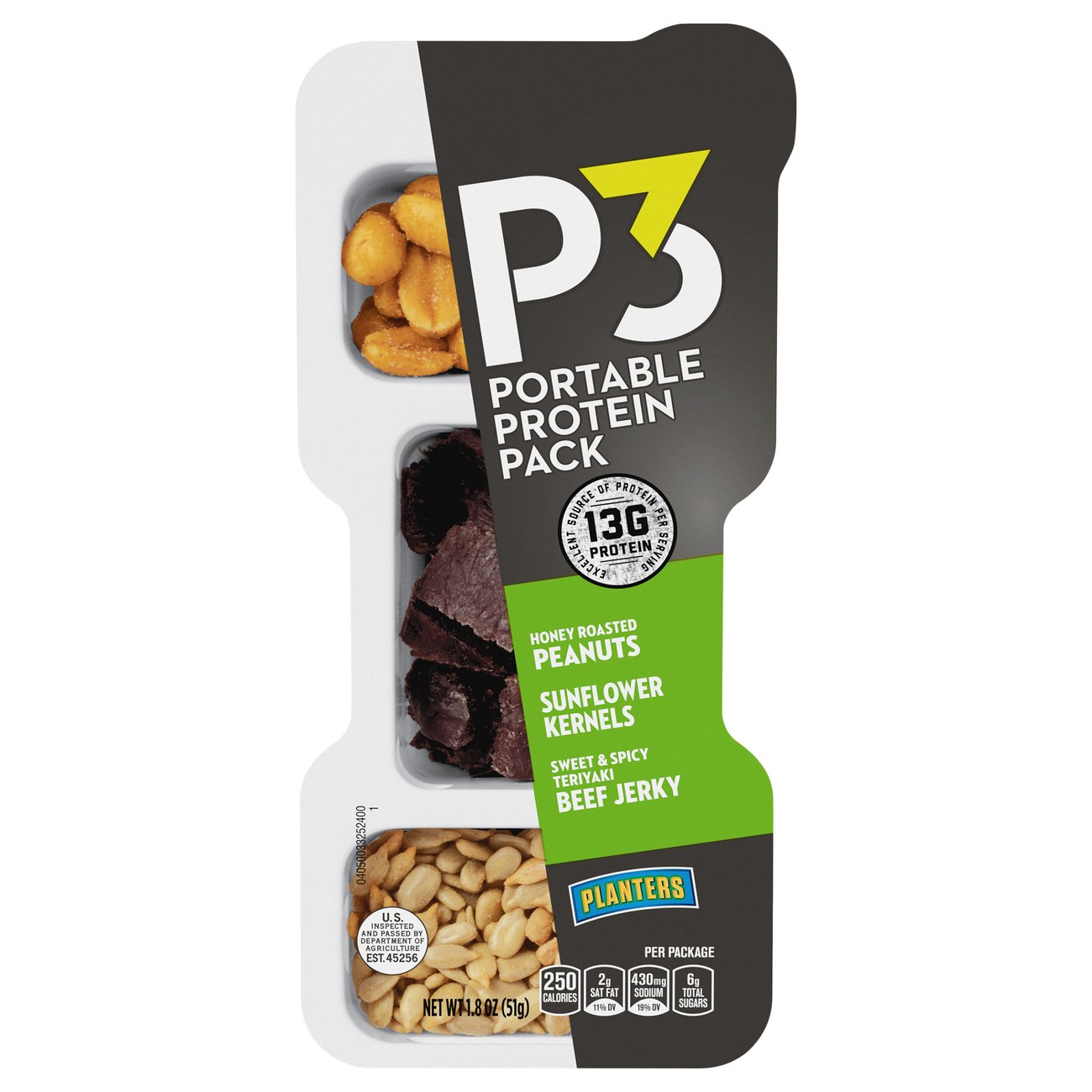 Planters P3 Honey Peanuts & Jerky & Sunflower Kernels Portable Protein