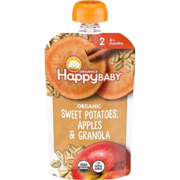 Happy Baby Clearly Crafted Stage 2 Apples Sweet Potatoes & Granola Baby Food Pouch