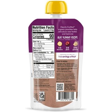 Happy Baby Clearly Crafted Stage 2 Bananas Plums & Granola Organic Baby Food Pouch