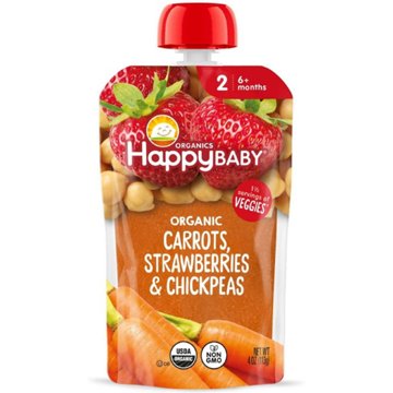 Happy Baby Organics Clearly Crafted Stage 2 Carrots Strawberries & Chickpeas Baby Food Pouch